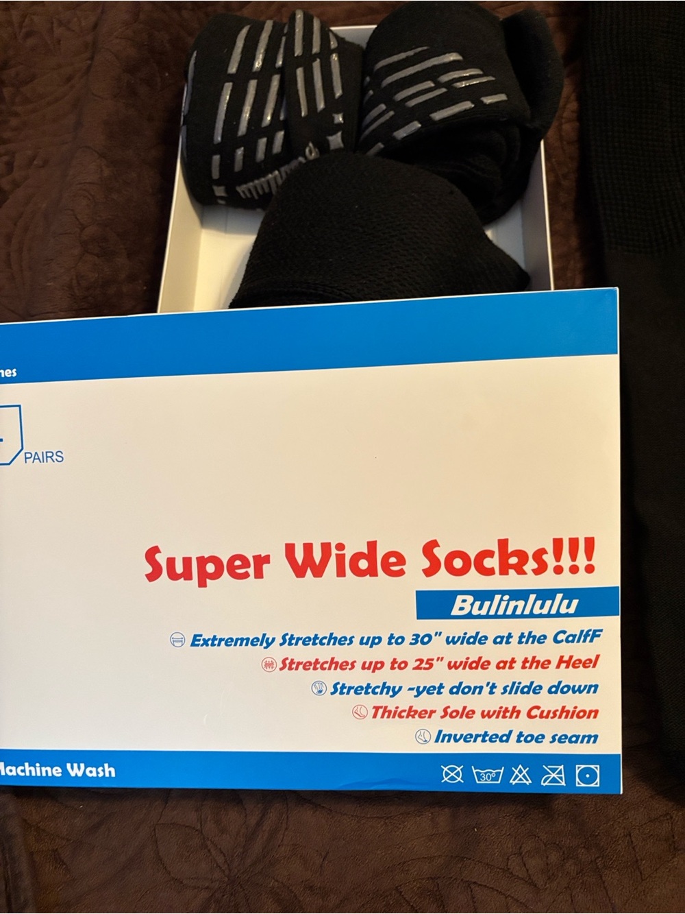 Bulinlulu Super Wide Black Socks - 3 Pr + 4 Pr Wide soft socks (different brand)